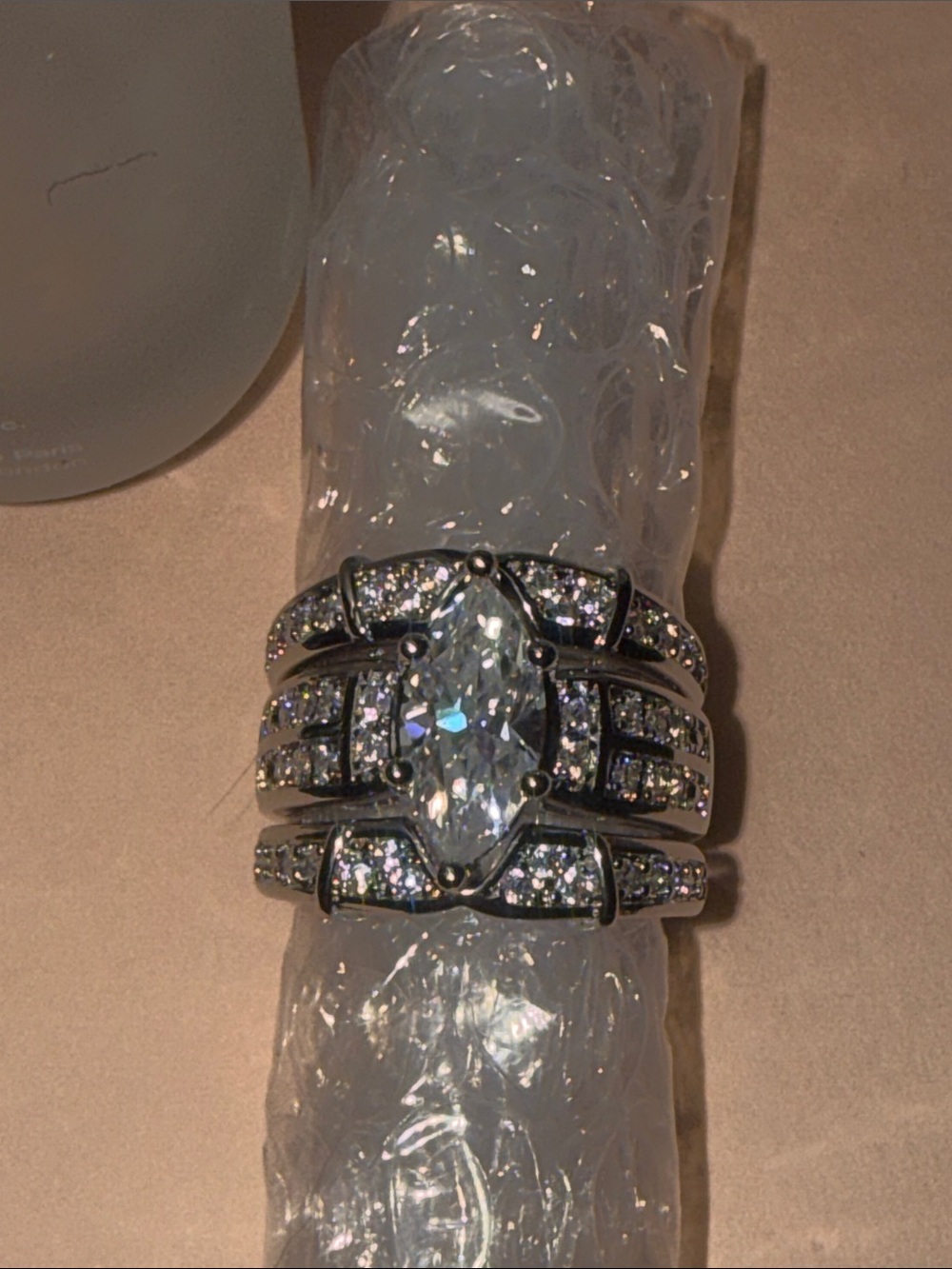 GRA CERTIFIED MOISSANITE DIAMOND Marquise 4CT Bridal Ring baked in Silver - Picture 11 of 16